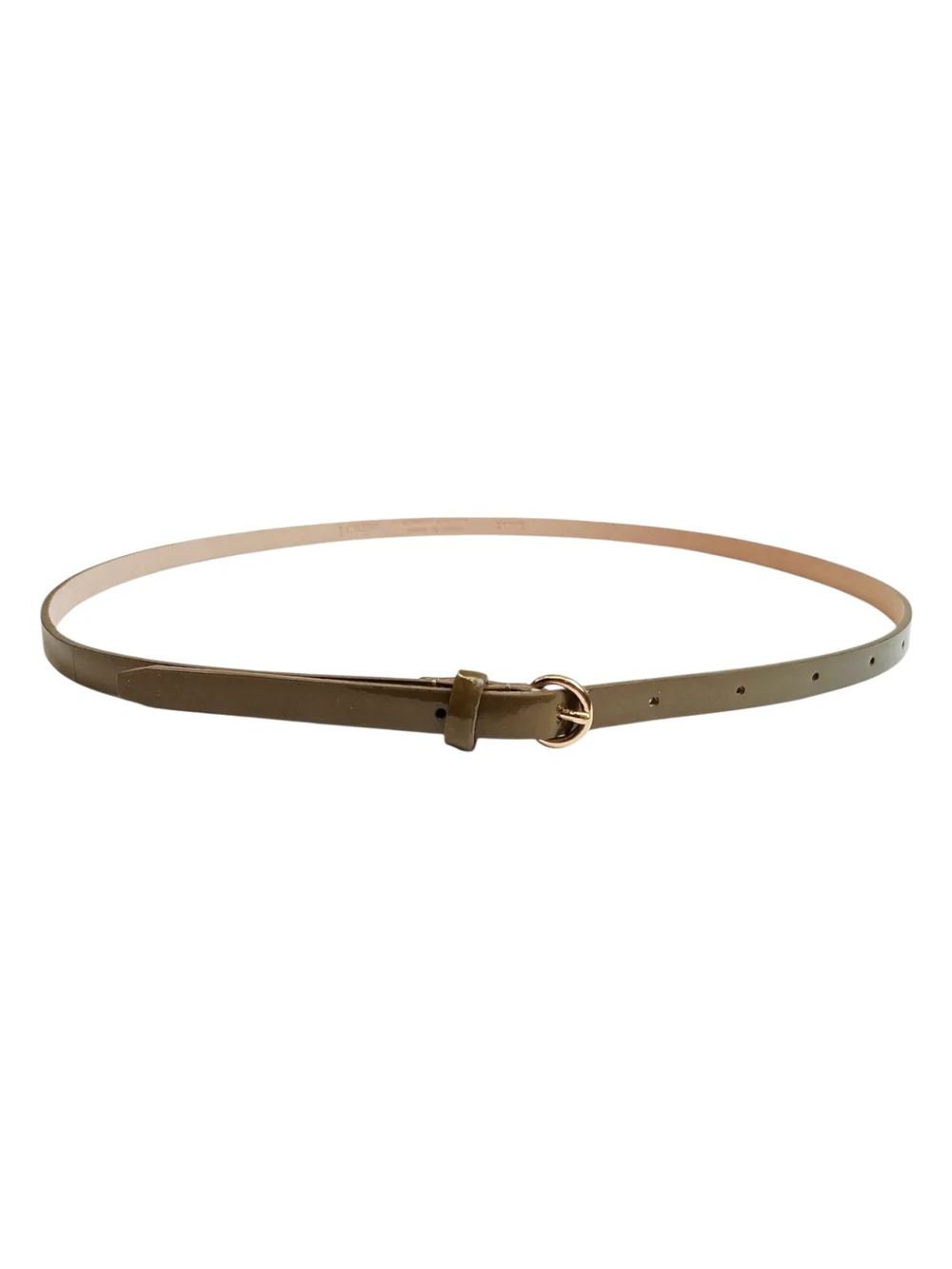 TWO J Crew Women's Olive Green Patent & Suede With Silver Studs Leather Belts M - Picture 2 of 11